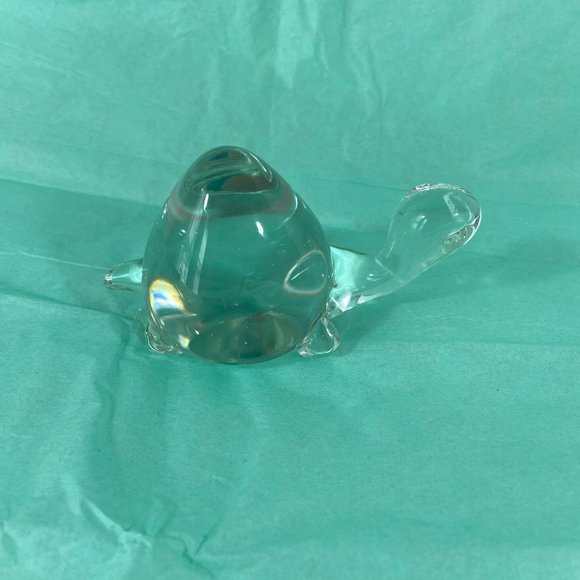 Vintage Art Glass Blown Glass paperweight Turtle clear - Picture 5 of 9